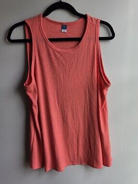 Old Navy Womens Large Luxe Ribbed-Knit Swing Tank Top In Coral